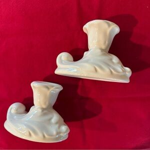Vintage Handmade 3” Tall Porcelain Candle Stick Holders.